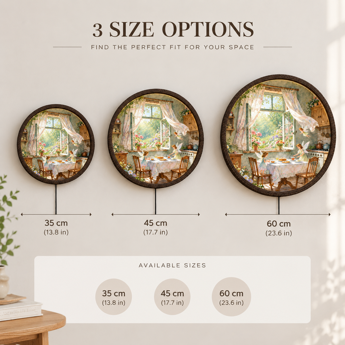 Enchanted Fairy Garden LED Wall Art – Round Illuminated Wall Decor