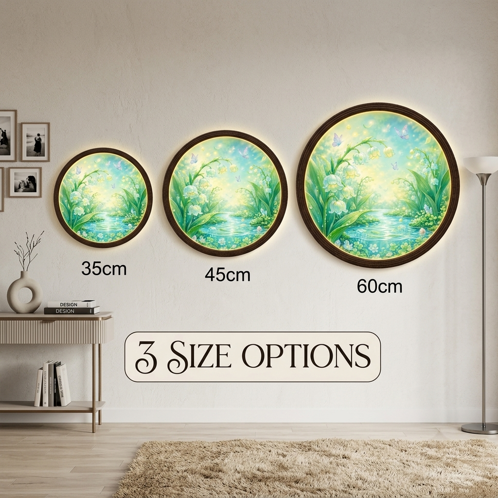 Enchanted Pond LED Wall Lamp, Round Floral Fantasy Wall Art