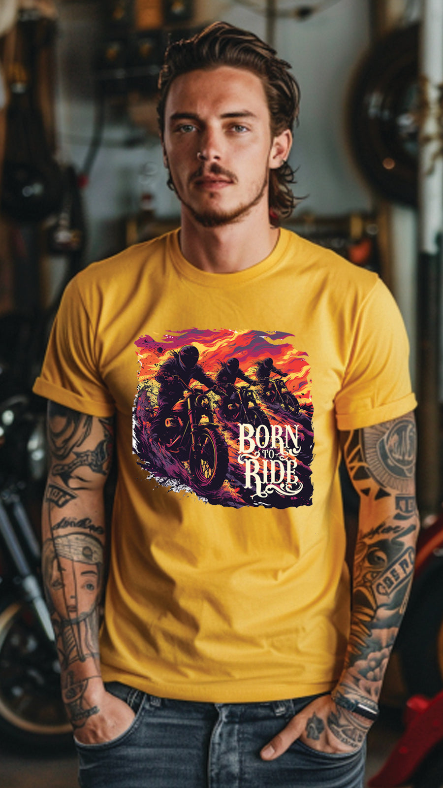 Born to Ride Motorcycle T-Shirt – Stylish Unisex Tee for Passionate Riders-MOT01