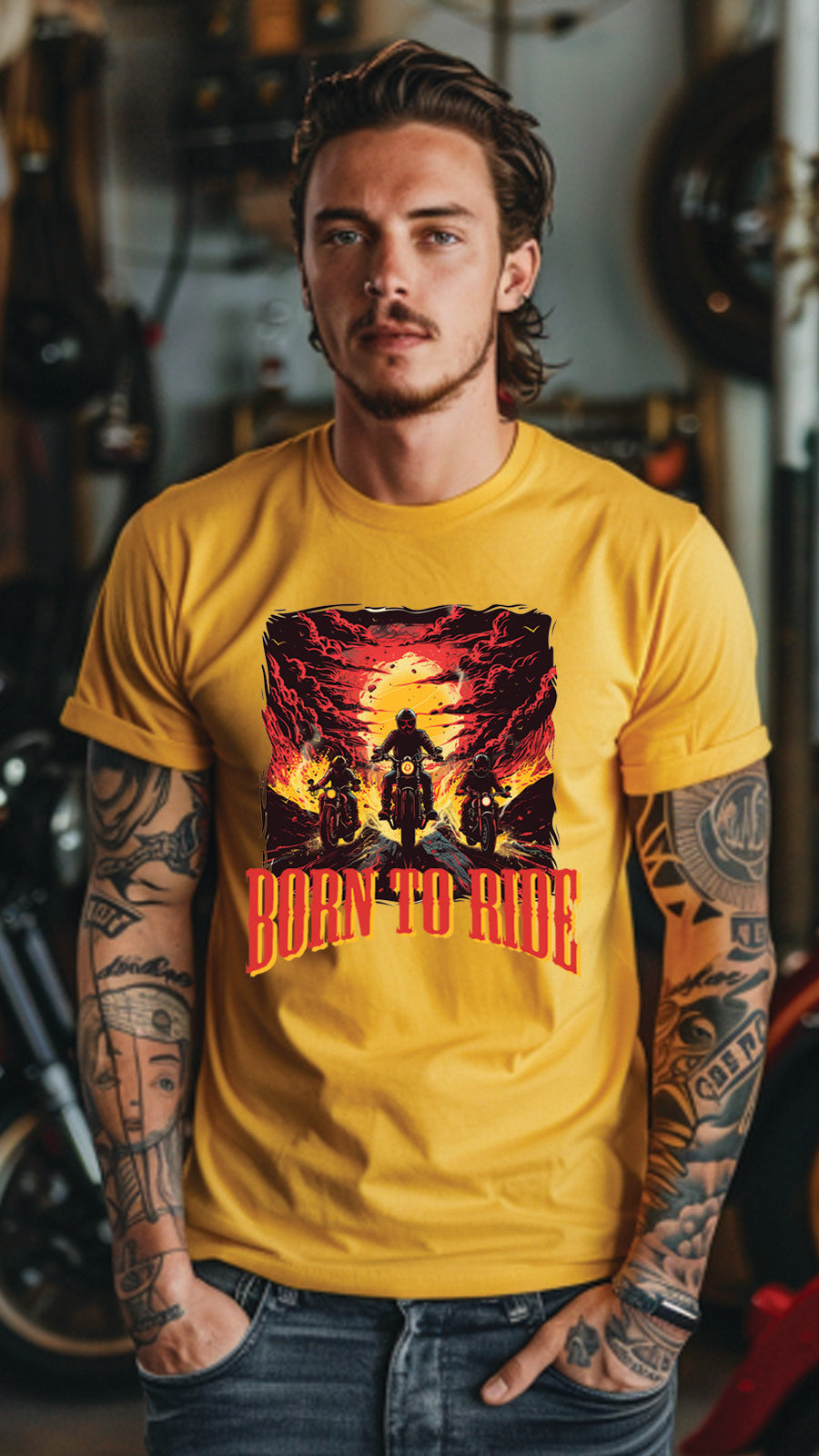 Born to Ride Motorcycle T-Shirt – Stylish Unisex Tee for Passionate Riders-MOT02