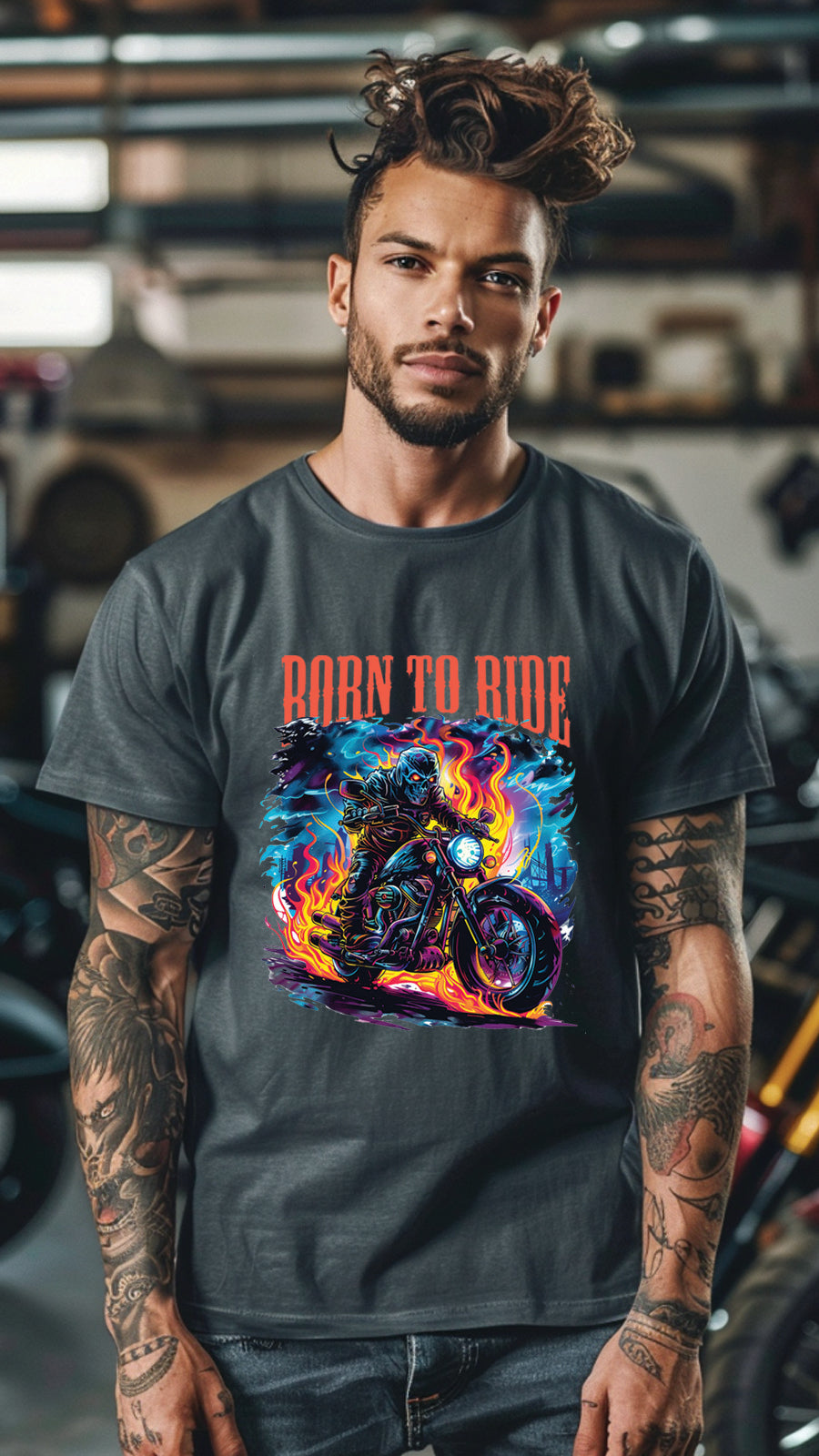 Born to Ride Motorcycle T-Shirt – Stylish Unisex Tee for Passionate Riders-MOT03
