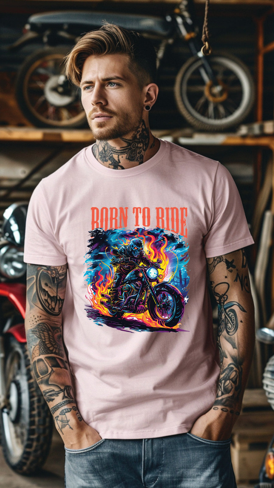 Born to Ride Motorcycle T-Shirt – Stylish Unisex Tee for Passionate Riders-MOT03