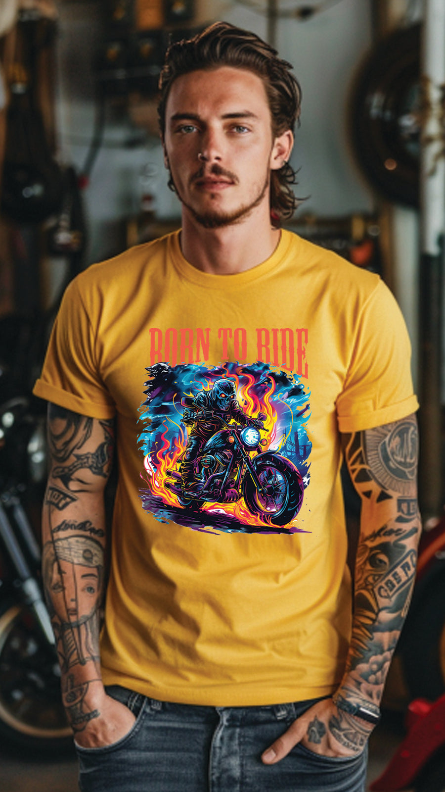 Born to Ride Motorcycle T-Shirt – Stylish Unisex Tee for Passionate Riders-MOT03
