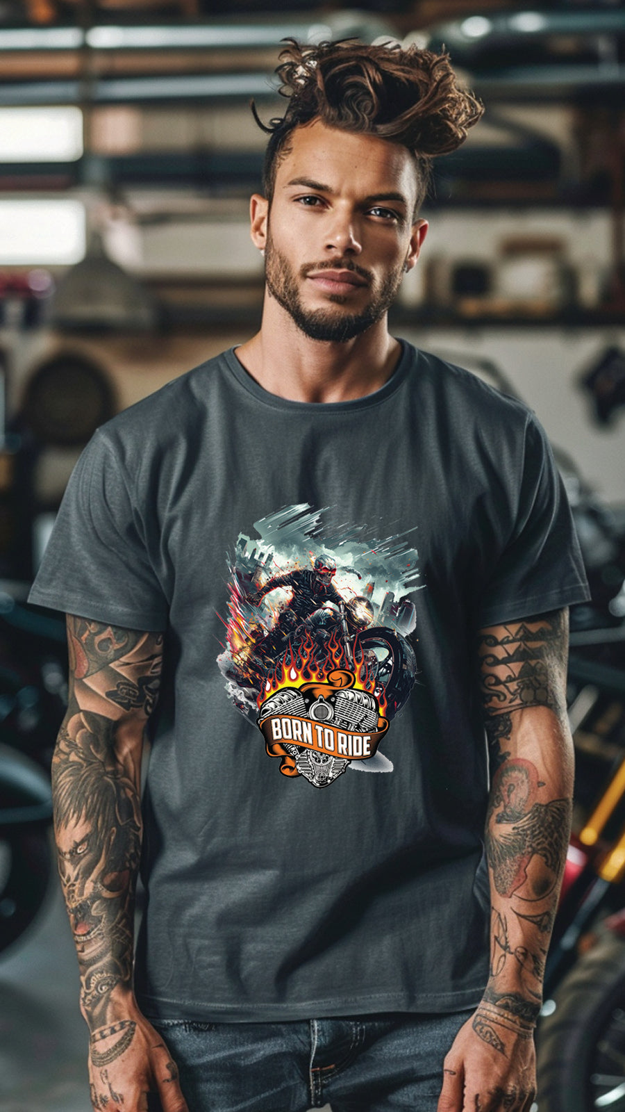 Born to Ride Motorcycle T-Shirt – Stylish Unisex Tee for Passionate Riders-MOT04