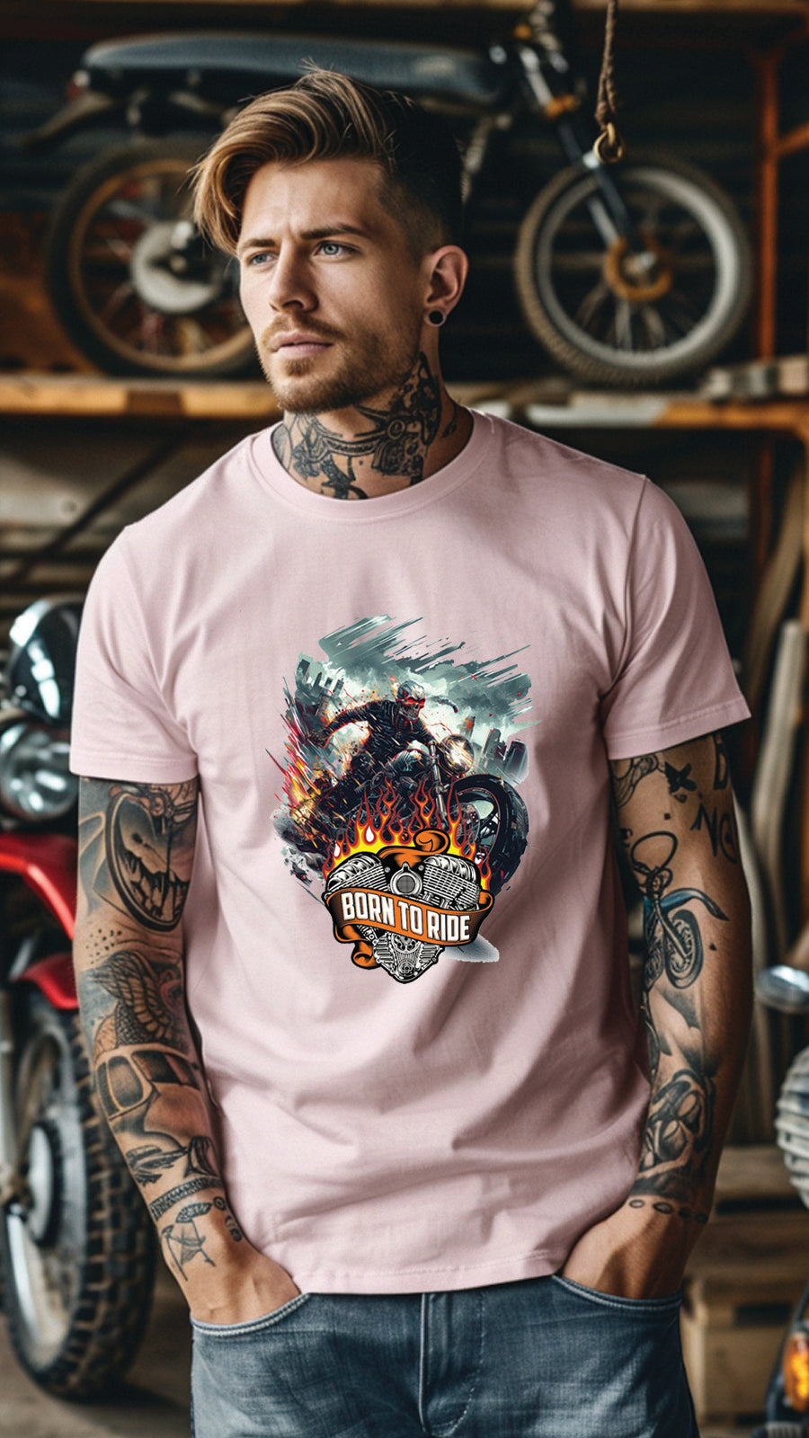 Born to Ride Motorcycle T-Shirt – Stylish Unisex Tee for Passionate Riders-MOT04