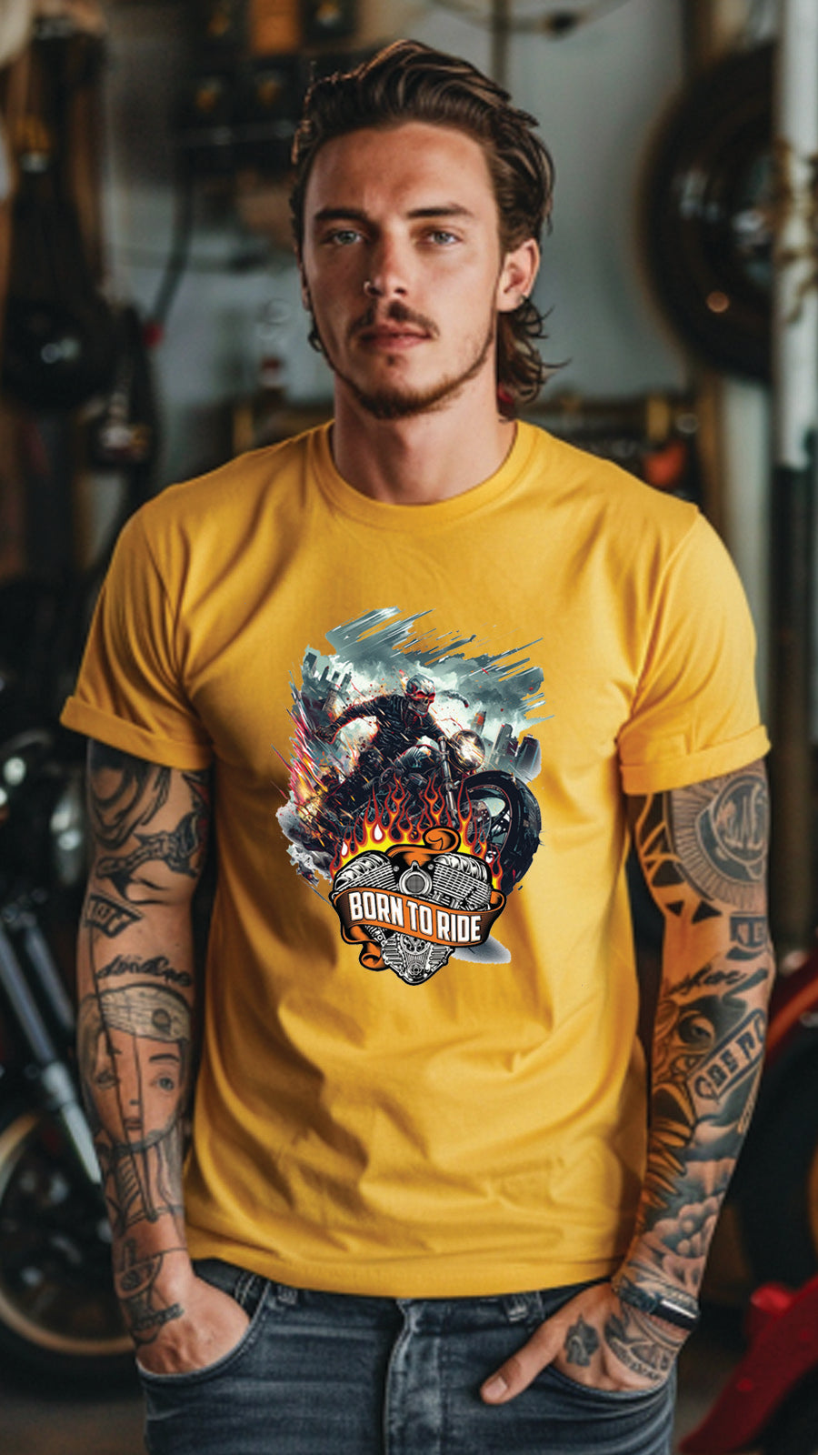 Born to Ride Motorcycle T-Shirt – Stylish Unisex Tee for Passionate Riders-MOT04
