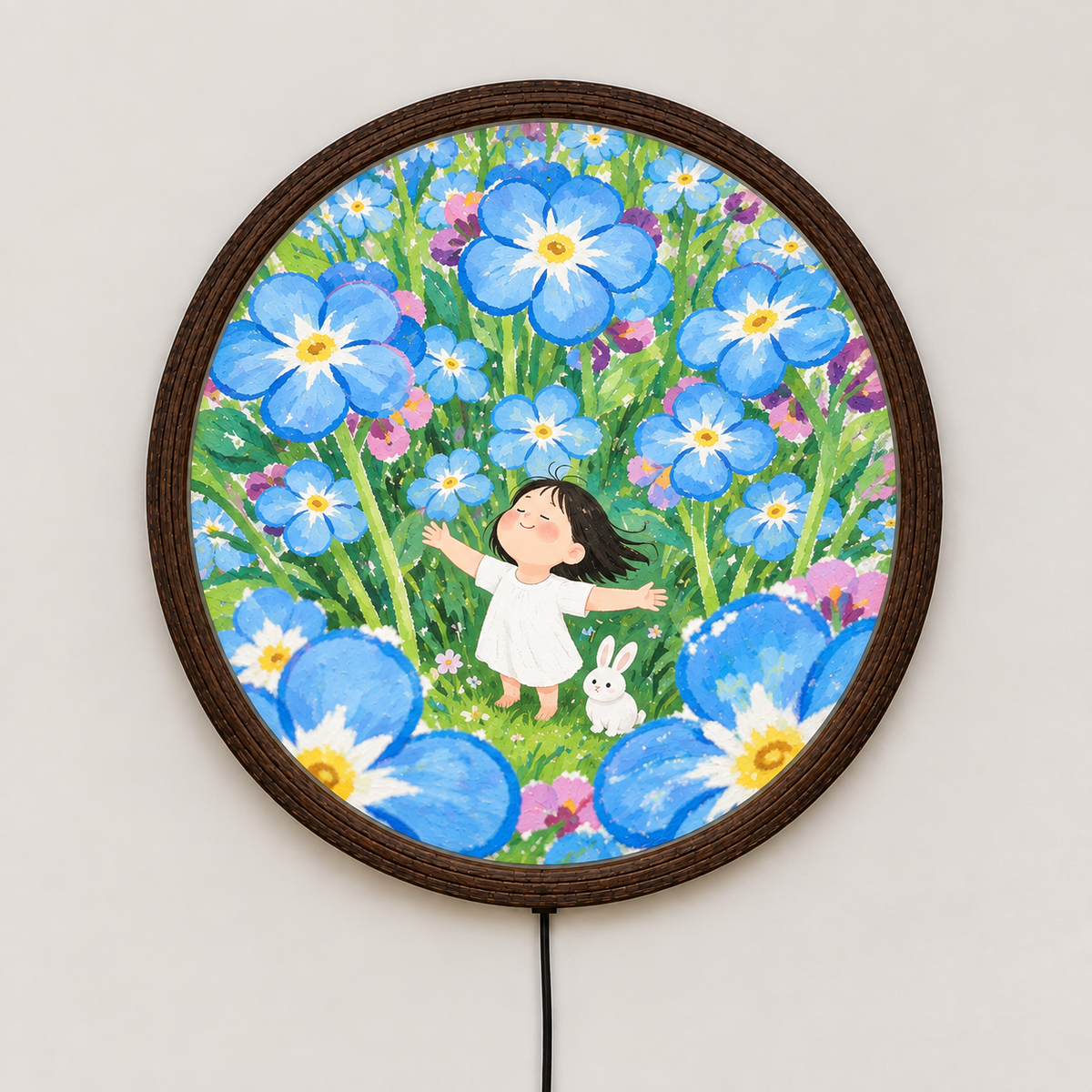 Round Floral LED Wall Art Light – Illuminated Decorative Wall Lamp