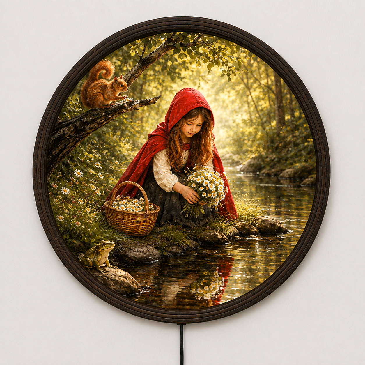 Enchanted Woodland Girl LED Wall Art – Rustic Fairy Tale Home Decor