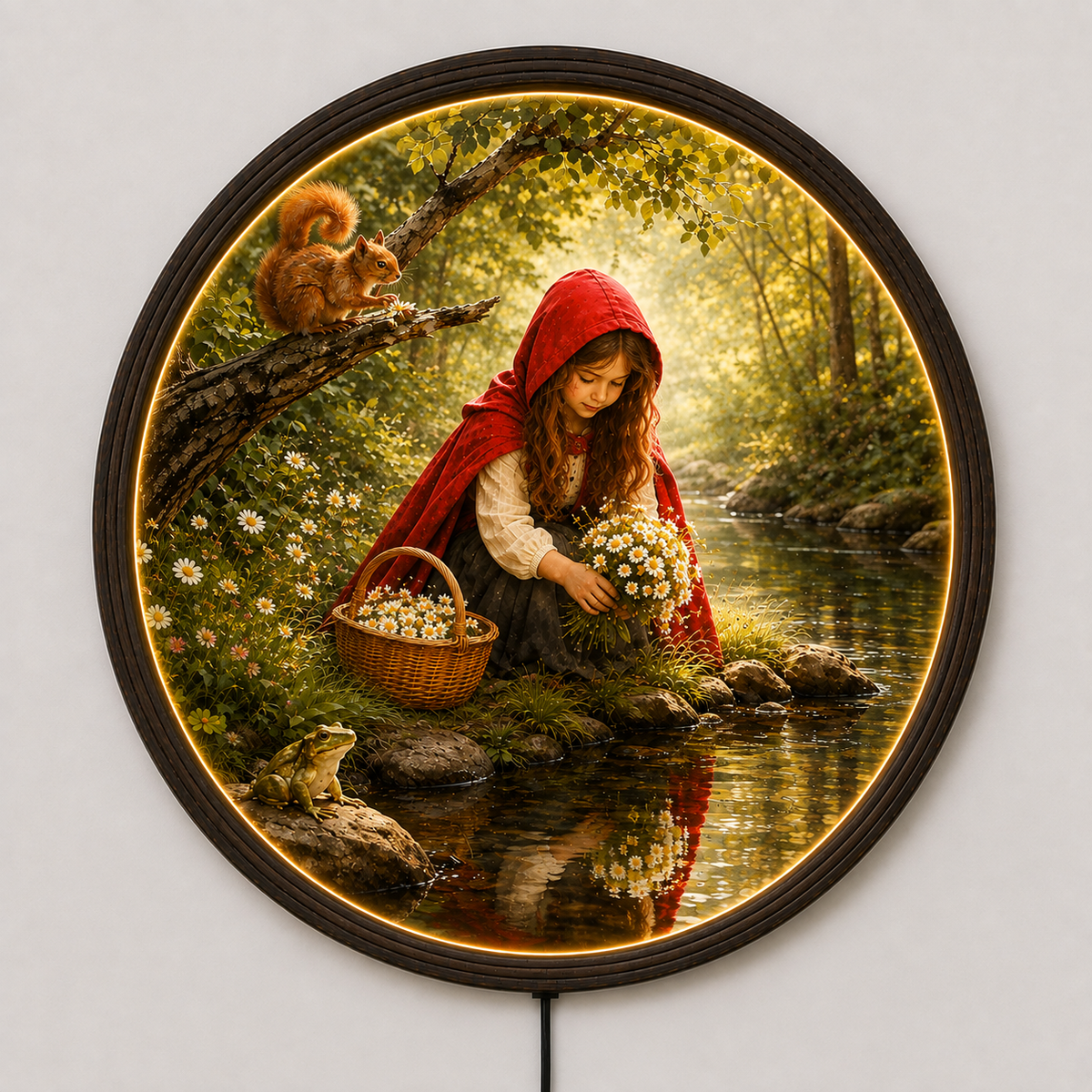 Enchanted Woodland Girl LED Wall Art – Rustic Fairy Tale Home Decor