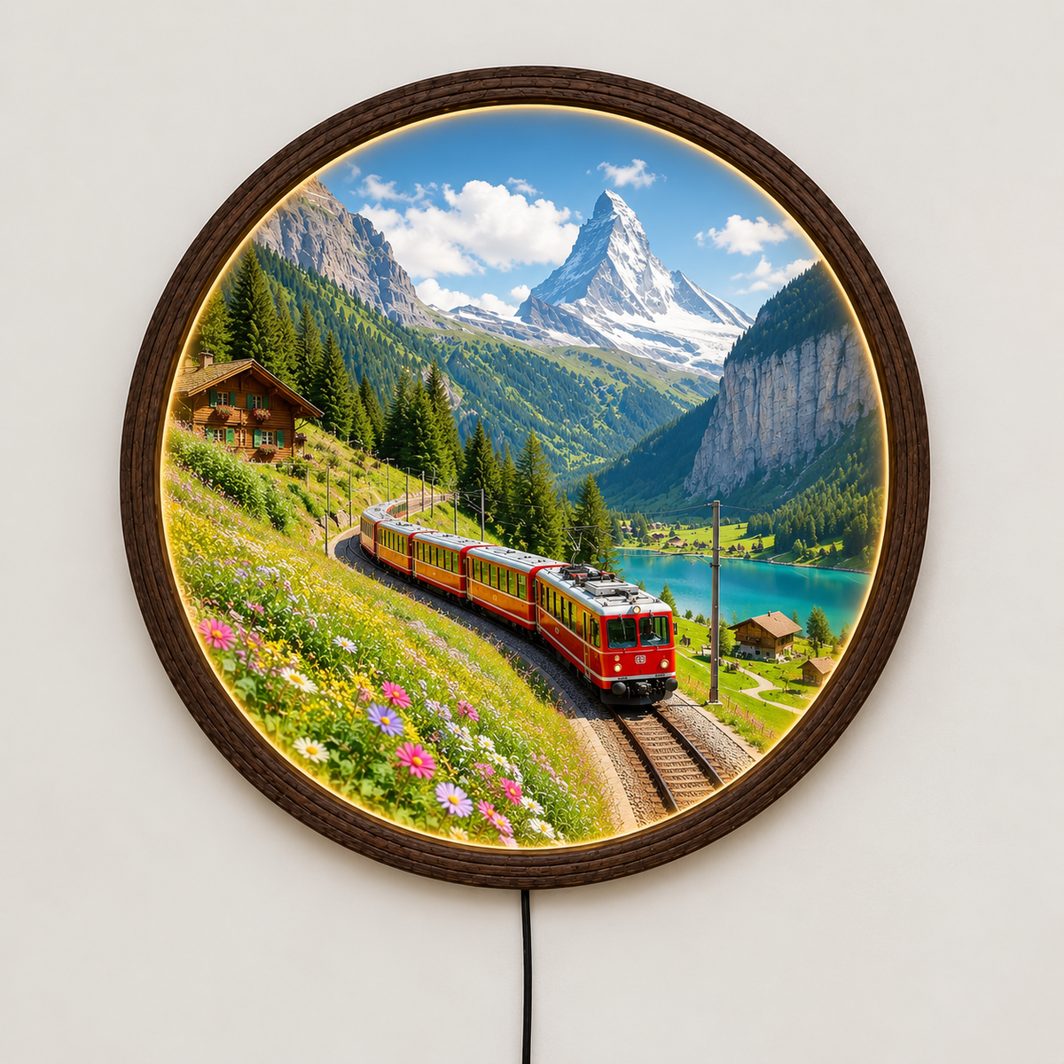 Swiss Alps Mountain Train Embroidery Patch, Scenic Railway Landscape Embroidered Patch, Travel Hiking Backpack Jacket Patch