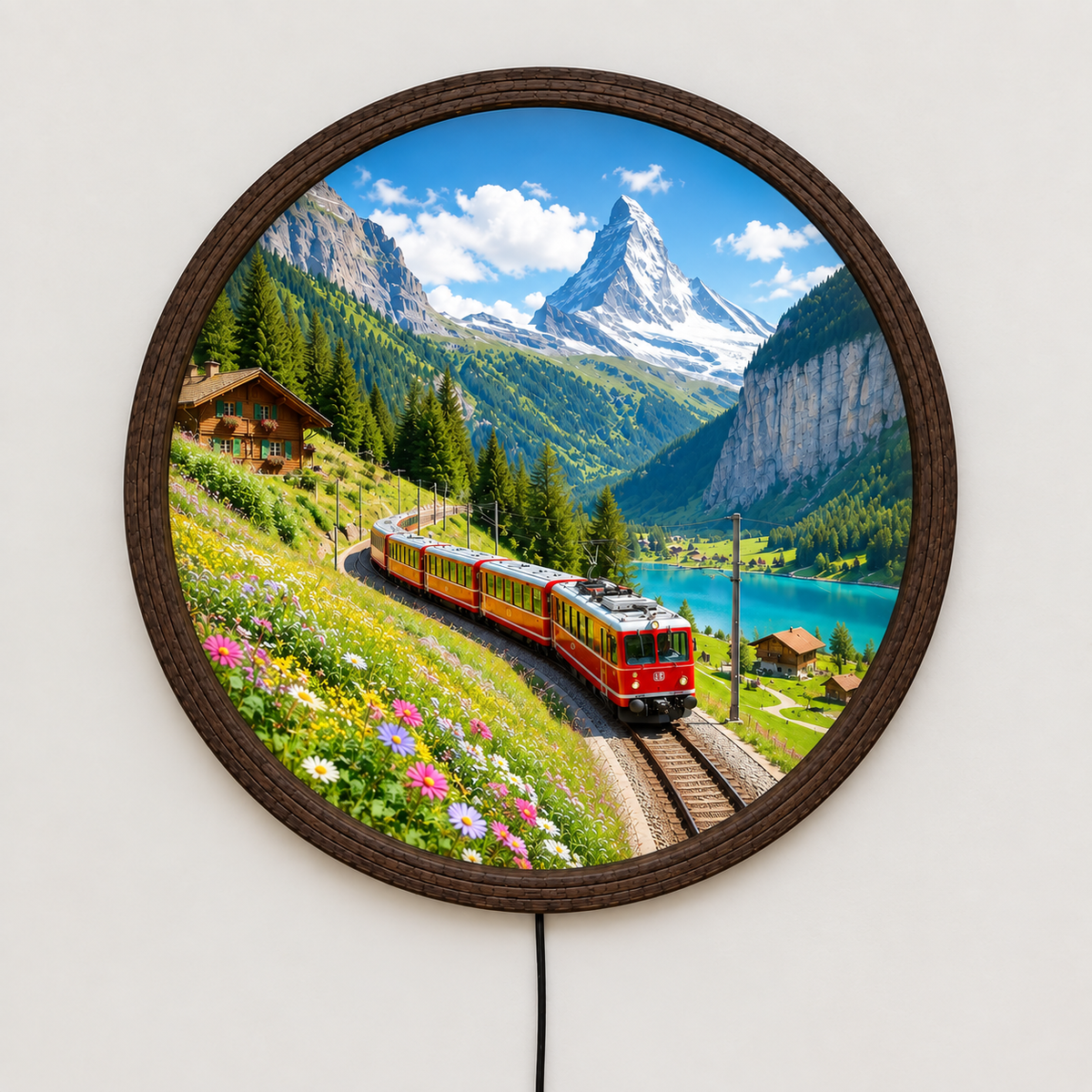 Swiss Alps Mountain Train Embroidery Patch, Scenic Railway Landscape Embroidered Patch, Travel Hiking Backpack Jacket Patch