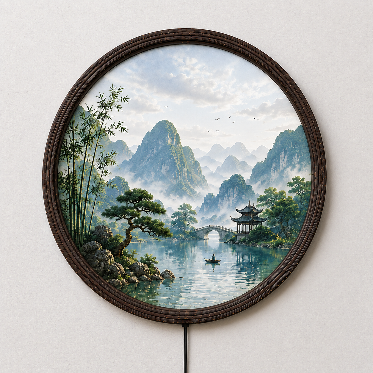 Round LED Mountain Landscape Wall Art – Zen Home Decor