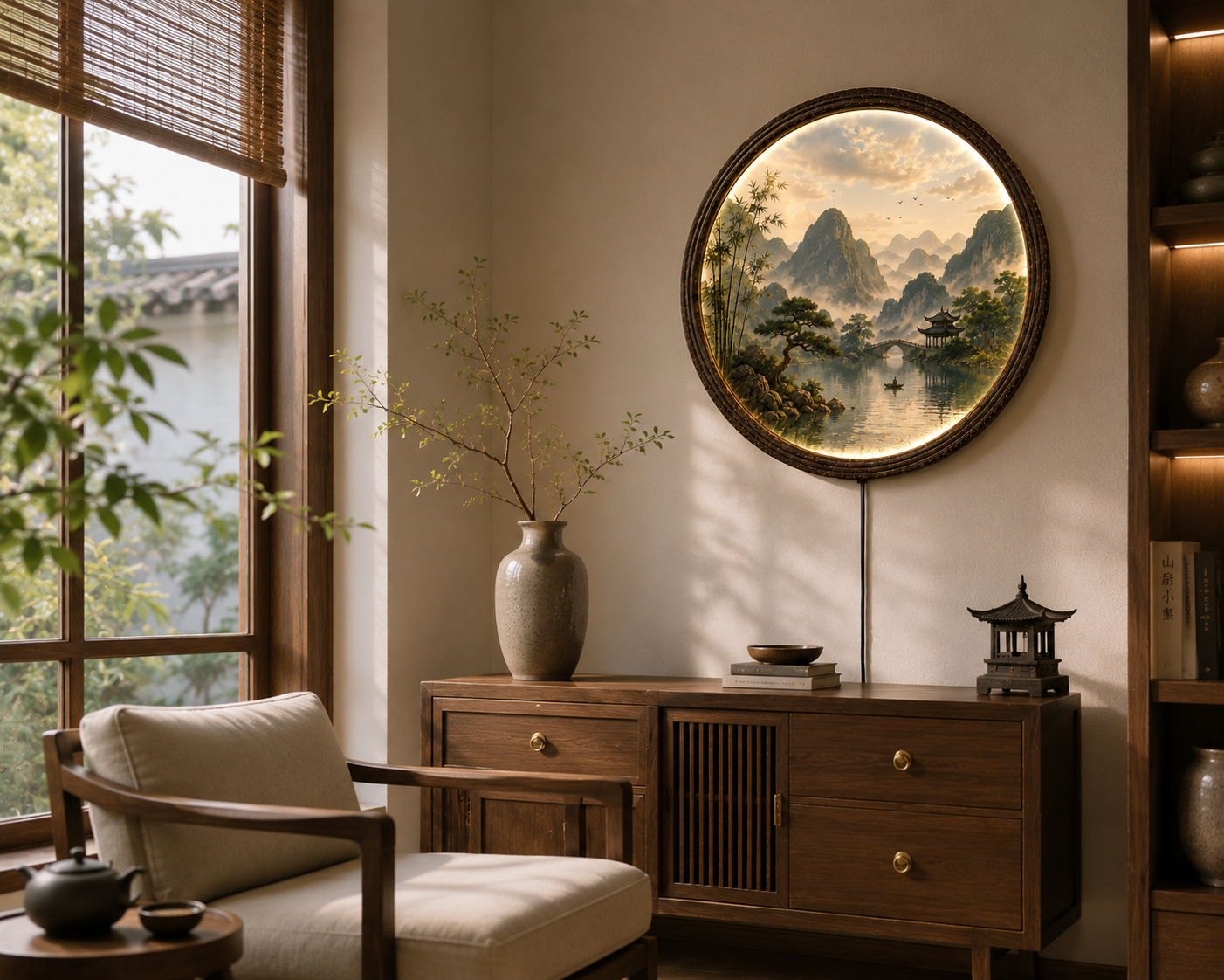 Round LED Mountain Landscape Wall Art – Zen Home Decor