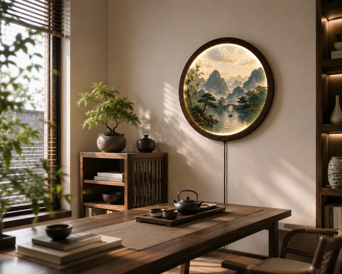 Round LED Mountain Landscape Wall Art – Zen Home Decor