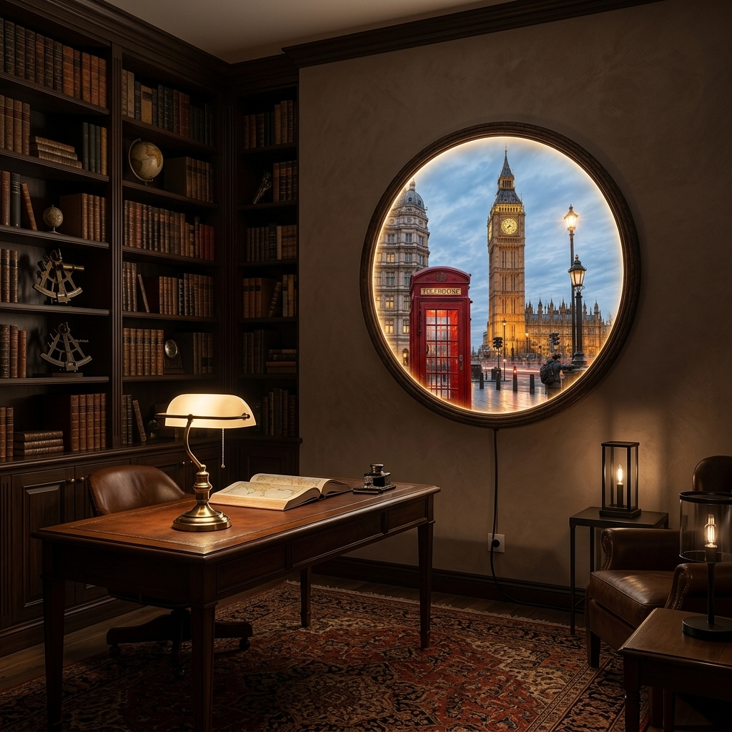 London Cityscape Round LED Wall Art – Illuminated British Landmark Home Decor