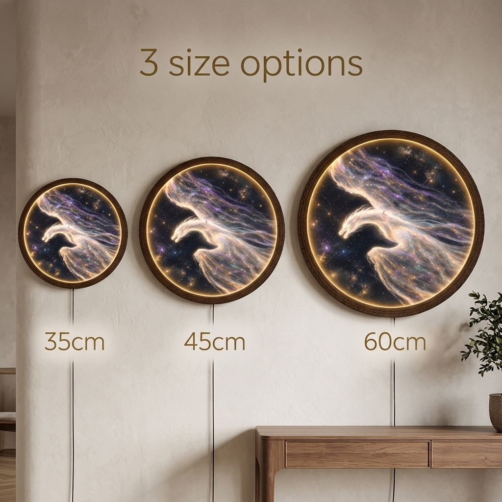 Cosmic Dragon LED Wall Art – Round Illuminated Fantasy Wall Decor