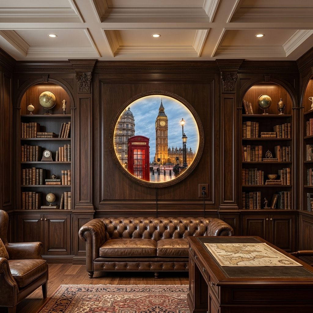 London Cityscape Round LED Wall Art – Illuminated British Landmark Home Decor