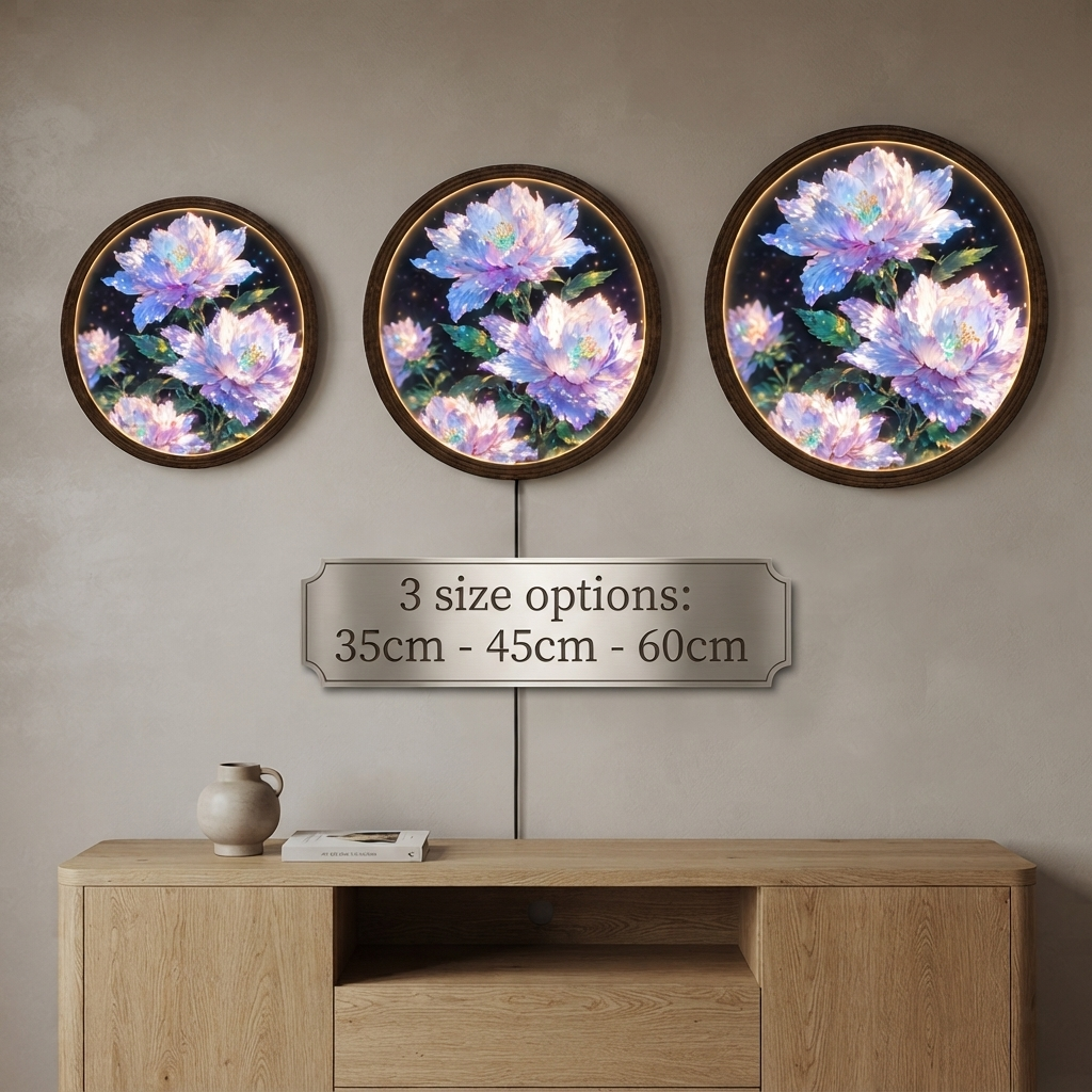 Luminous Crystal Flower LED Wall Lamp – Round Floral Wall Art Light