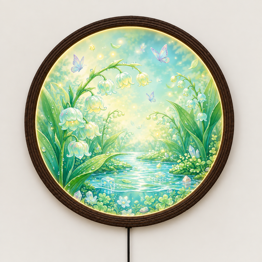 Enchanted Pond LED Wall Lamp, Round Floral Fantasy Wall Art