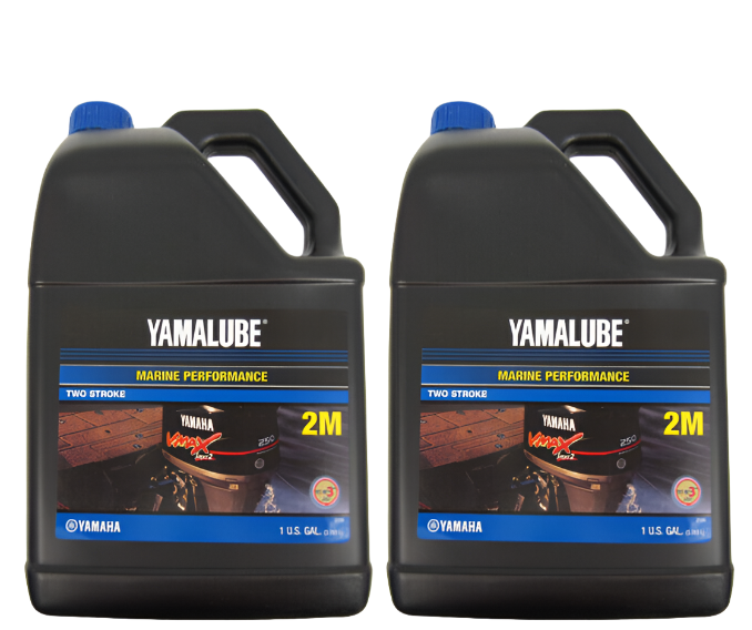 2 pack  YAMAHA YAMALUBE 2M Marine Outboard 2-Stroke TC-W3 Oil LUB-2STRK-M1-04 Gallon