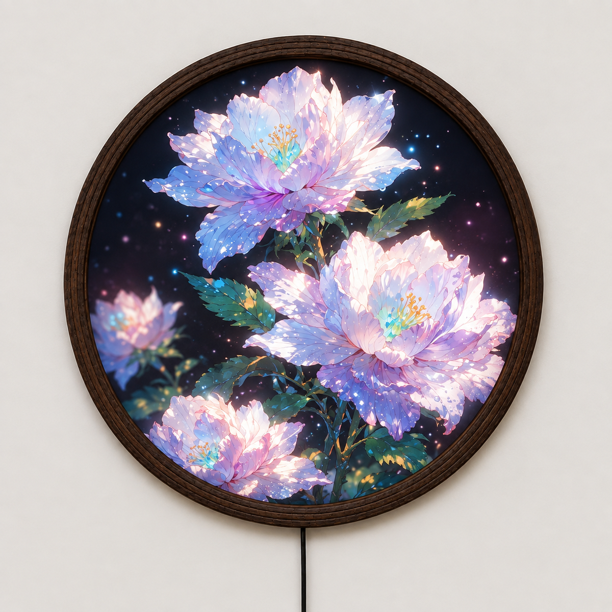 Luminous Crystal Flower LED Wall Lamp – Round Floral Wall Art Light