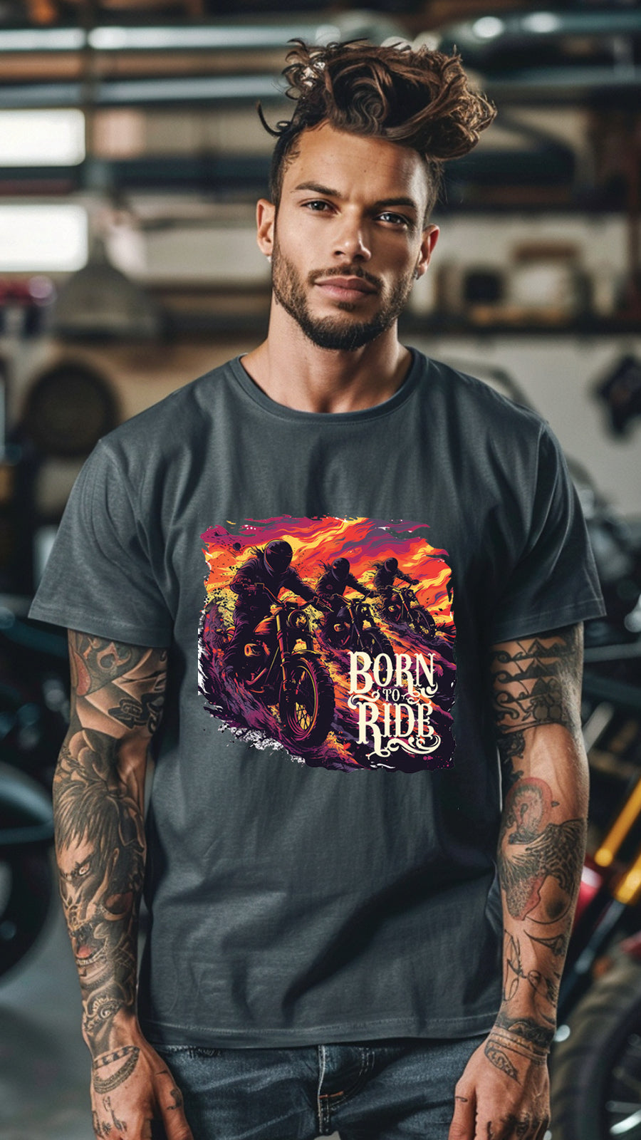 Born to Ride Motorcycle T-Shirt – Stylish Unisex Tee for Passionate Riders-MOT01