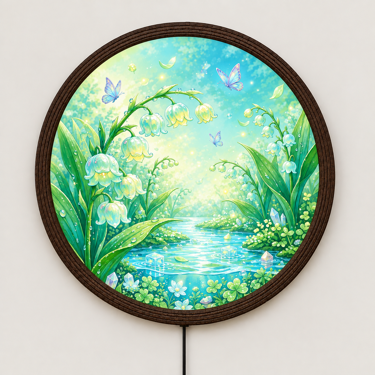 Enchanted Pond LED Wall Lamp, Round Floral Fantasy Wall Art